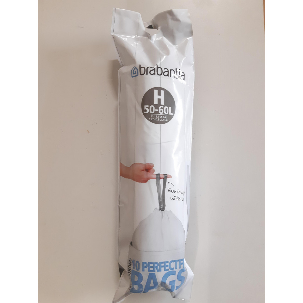 Brabantia Lot de 5 paquets de 10 sacs poubelle extra résistants - Taille H  50-60 L, Plastique, 50-60L